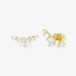 Melinda Maria Radiant Stud Earrings • Gold / White Diamondettes • NWOT